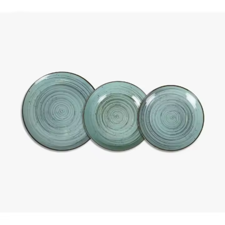 Amymark - Set de Vajilla La Mediterranea Miño Monaco Turquesa Brillo,Porcelana (12 piezas) - 1