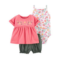 Nueva ropa de verano para niñas, pantalones cortos de manga corta, camisetas, trajes de tres piezas. - details 16
