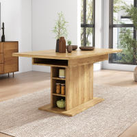 Mesa de comedor Retráctil, L110/130 * W70 * H75, Mesa de almacenamiento, Mesa de comedor rectangular, Mesa de Ocio para Café, Mesa de comedor de hierro moderno minimalista, mesa de comedor multifuncional para el Espacio, Natural - details 0