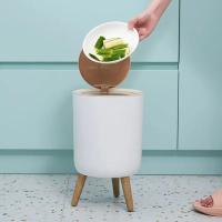 Cesta De Basura Ecológica De Madera Con Cubierta De Presión Para Cocina Baño Y Toilette Contenedor De Basura De Plástico Rectangular Herramientas De Limpieza Del Hogar - details 2
