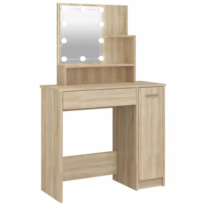 Mesa y taburete Madera Paulownia y MDF Rosa 65x36x128 cm - 1