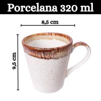 Juego de 6 Tazas De Porcelana 320 Ml - Diseño Rústico Y Elegante Para Café Y Té - Set De 6 Piezas, Acabado En Tonos Naturales - Aptas Para Uso Diario, Microondas Y Lavavajillas - No pierde Color - details 1