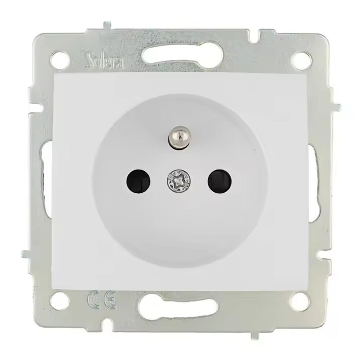 Base Bipolar 16A 250V Schuko Toma Francesa 83x81mm Blanco Solera - 1