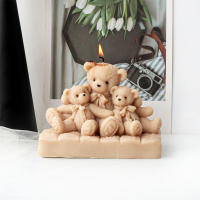 Molde De Velas De Silicona 3D Oso Teddy DIY Familiar Sentado Sobresaliente Dibujos Animados Para Hacer Sabanas Y Cera - details 3
