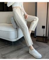 Pantalones De Trabajo Mujer Estilo Casual Cintura Alta Botones Talla Grande Color Caqui Largo Hasta El Tobillo Trasero Ancho - details 52