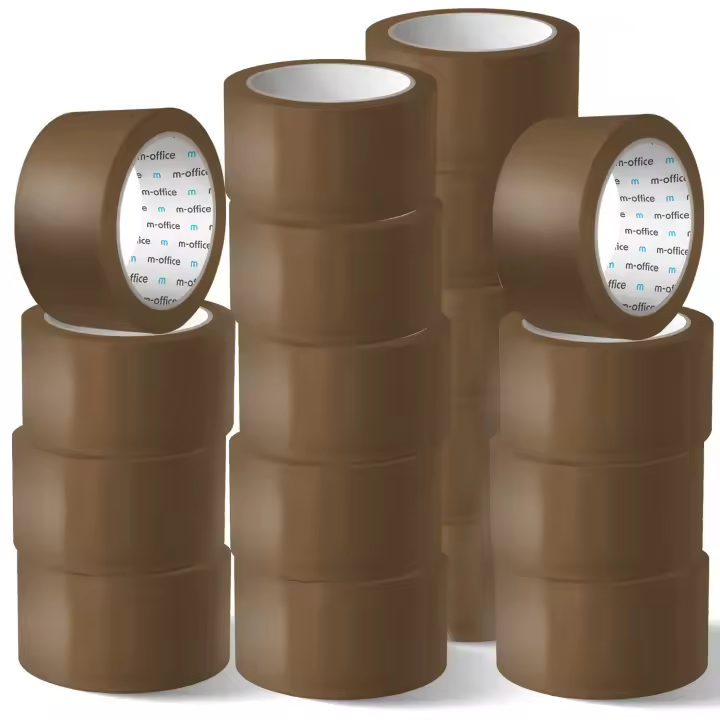 m-office Cinta Adhesiva, Cinta Adhesiva Marrón de Embalar, Rollo de Cinta para Embalaje de Cajas, Envíos, Mudanzas y Manualidades, Precinto Seguro y Resistente, Cinta Adhesiva (18 und, 48mm x 66m) - 1
