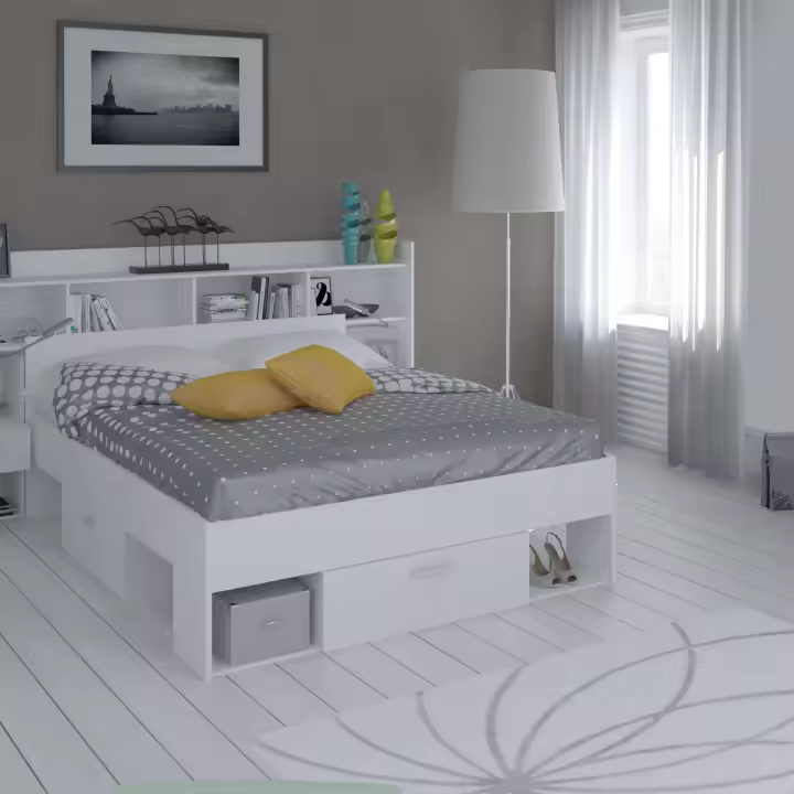 Pack Muebles Dormitorio Habitación Completo Chicago Color Blanco Mate Moderno (cama + Cabecero) - 1