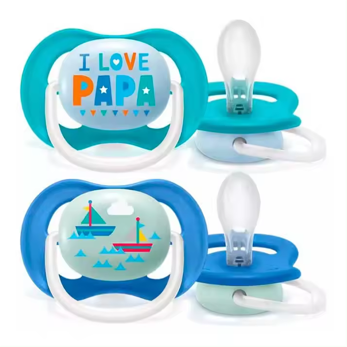 Avent 2 Chupetes Decorados I Love Papa/Velero  6-18M Niño Scf080/03 - 1