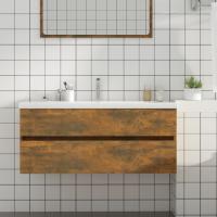 vidaXL Armario para lavabo contrachapada 100x38,5x45 cm en color Gris hormigón/Roble ahumado/Marrón roble y más | almacenamiento funcional diseño moderno para baño dormitorio sala - details 1