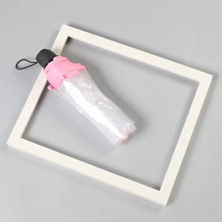 Paraguas plegable a prueba de viento para hombres y mujeres, apertura y cierre automático, compacto y resistente, paraguas plegable transparente, paraguas transparente de tres pliegues totalmente automático - 1
