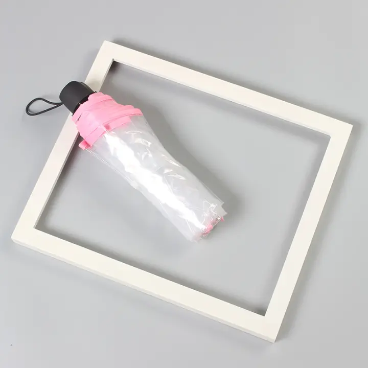 Paraguas plegable a prueba de viento para hombres y mujeres, apertura y cierre automático, compacto y resistente, paraguas plegable transparente, paraguas transparente de tres pliegues totalmente automático - 1