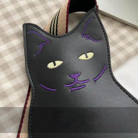 Bolso Bandolera De Cuero PU Negro Con Estampado De Gato Mujer Estilo Coreano Con Correa Ancha Bolso De Pecho Para Mujer Moda - details 12