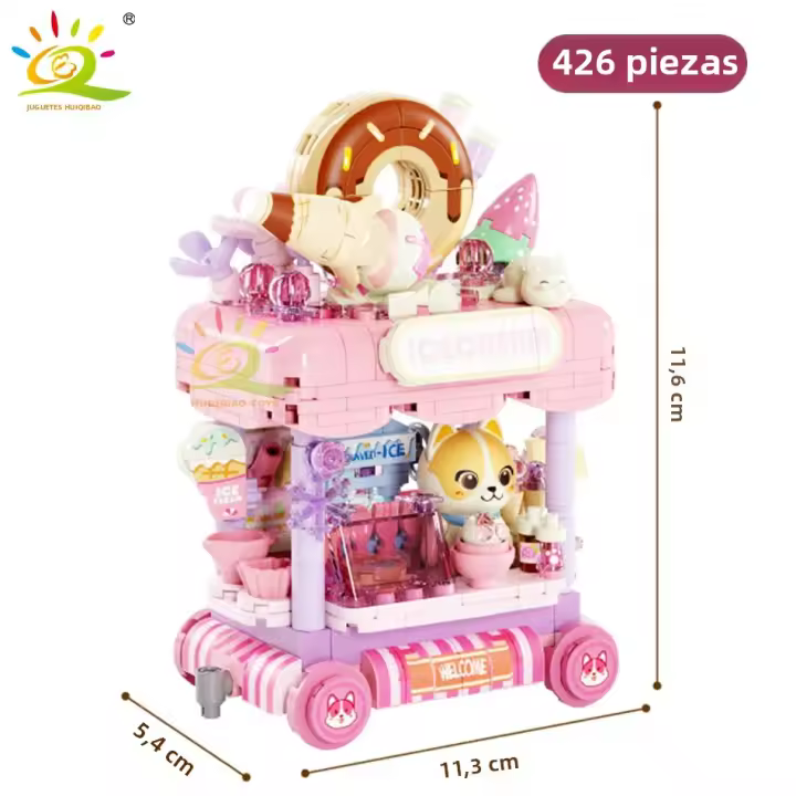 HUIQIBAO Mini Modelo De Tienda De Bloques Creativos Serie Ciudad Callejera Con Animales Adorables Set Micro Para Niños Juguetes De Bloques De Construcción Unisex - 1