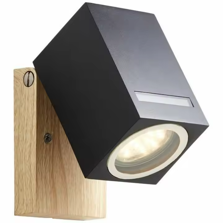 Aplique de Pared Brilliant Galeni Negro Natural Metal Cristal 20 W GU10 - 1