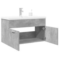 vidaXL Mueble con lavabo madera de ingeniería en color Blanco/Blanco brillante/Gris hormigón y más | almacenamiento funcional diseño moderno para baño dormitorio sala - details 2