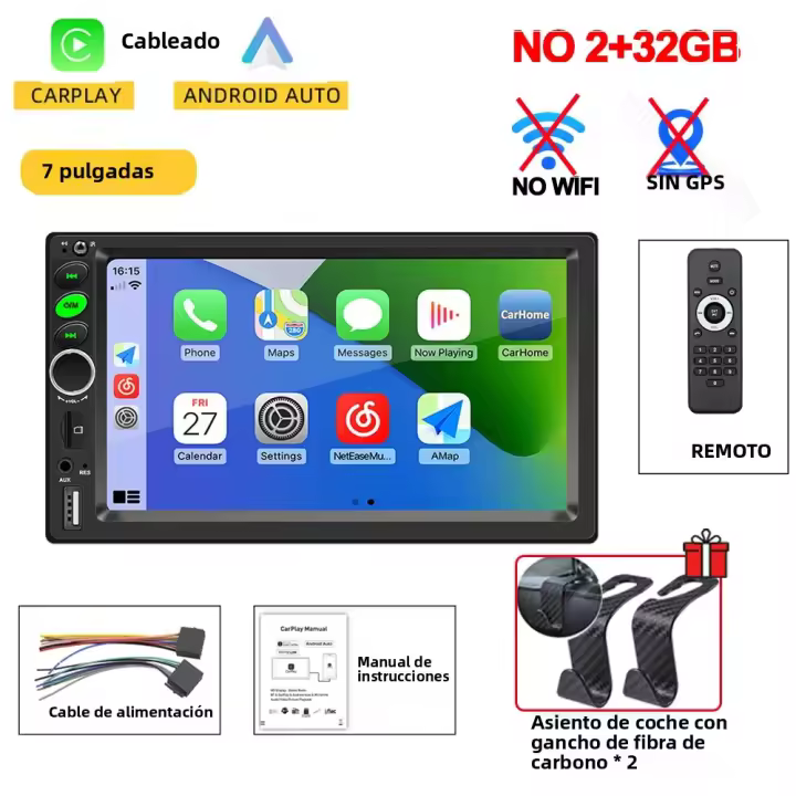 Radio De Coche 2 Din Con Android 13 Reproductor Multimedia Automático GPS Universal 7'/9'/10' Android Auto Carplay Sistema Inteligente Del Vehículo - 1