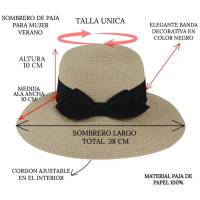 Kebedo Moda Sombrero de Paja Plegable de ala Ancha para Mujer, Sombrero Grande Transpirables con cinta Negra decorativa, Protección UV, Pamela Grande Beige para Sol, Verano, Playa, Viajes y Vacaciones, Talla Única Ajustable para Mujer Adulto 56-57CM - details 0