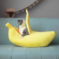 Cama De Perro Gato Forma De Plátano Caliente Almohadilla Cómoda Para Pupusas Y Gatitos Sillón Portátil Para Mascotas Material De Peluche Coral - details 4