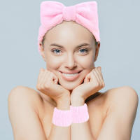 Kit De Belleza Para Mujeres Y Niñas Con 10 Piezas Incluye Bandas Para Cabeza Y Muñeca Paños De Maquillaje Y Polvo Para Limpieza Facial Herramientas De Maquillaje - details 2