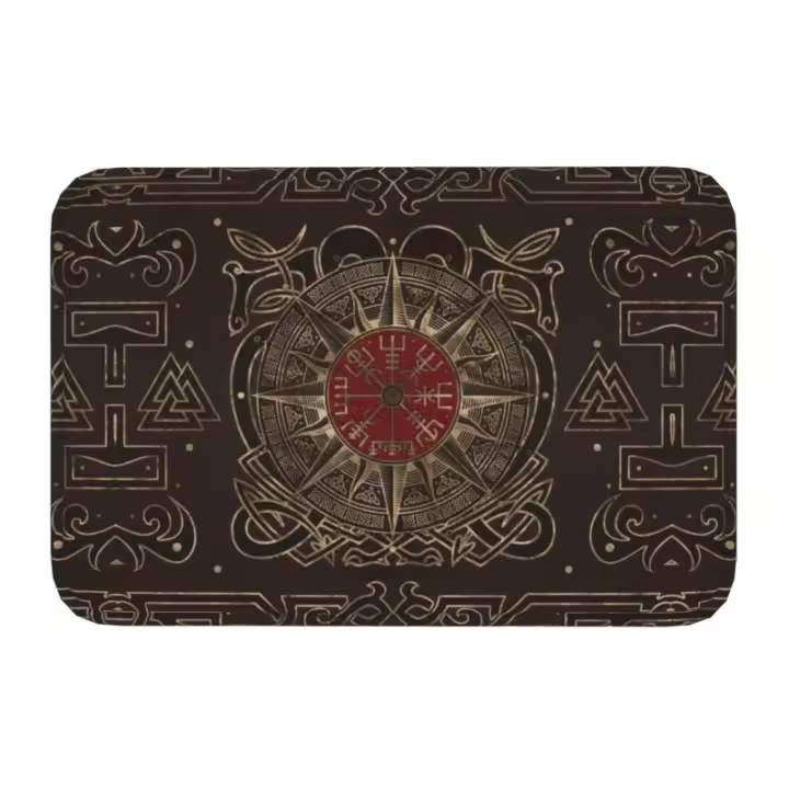 Alfombra De Entrada Con Diseño De Árbol De Vida Triquetra En Futhark Para Cocina Baño Sala De Estar Material Poliéster Antideslizante Impermeable Resistente Al Desvanecimiento - 1