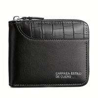 Cartera De Cuero Para Hombre Lujo Monedero Con Bolsillo Para Monedas Y Tarjetas Cierre De Cremallera Protección RFID - details 11