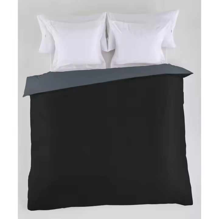 FUNDA NORDICA reversible negro-gris - Cama de 90 (1 pieza) - 50% algodón / 50% poliéster - 144 hilos. Gramage: 115 - Fijalo - 1
