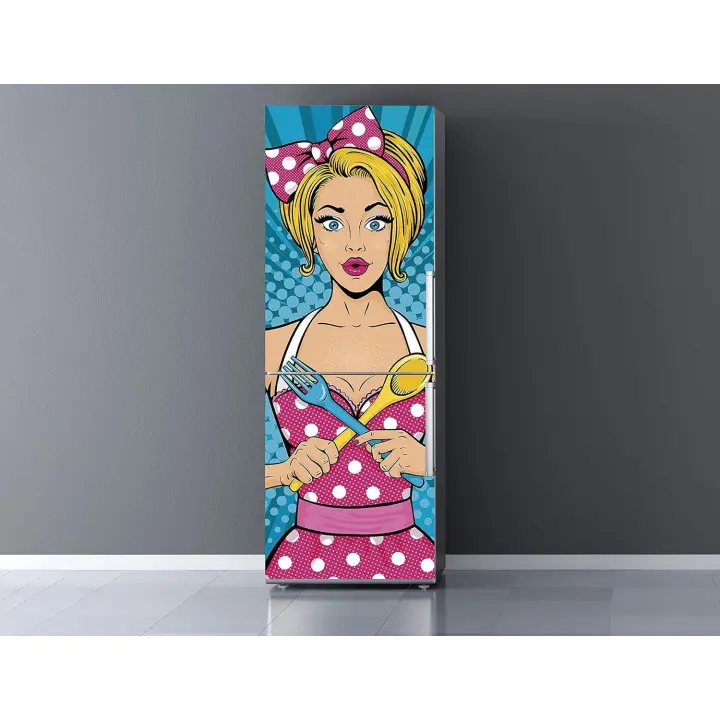 Oedim Vinilo para Frigorífico Mujer cómic Vintage 185x70cm  Adhesivo Resistente y Económico  Pegatina Adhesiva Decorativa de Diseño Elegante - 1