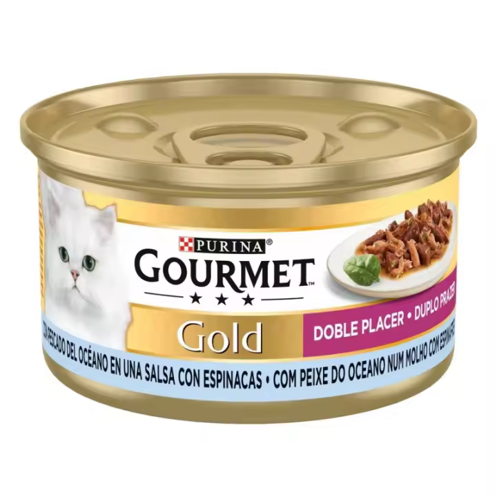 Alimento para Gatos Gourmet Gold Pescado del Océano con Espinacas - Pack 24 Latas | Nutrición Equilibrada - Alta en Proteínas - 1