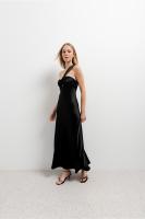 PuntoSalao Vestido midi asimétrico satinado elegante para fiesta para mujer - details 1