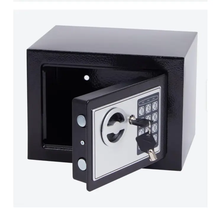 Caja fuerte digital electrónica. Cierre con cerradura electrónica y cerradura tradicional. 17x23x17 cm - 1