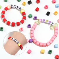 100Pcs Cuentas De Acrílico Cuadradas Con Agujero Grande Para Joyería Hecha a Mano DIY Pulseras Y Aretes Suministros De Colores Sólidos - details 7