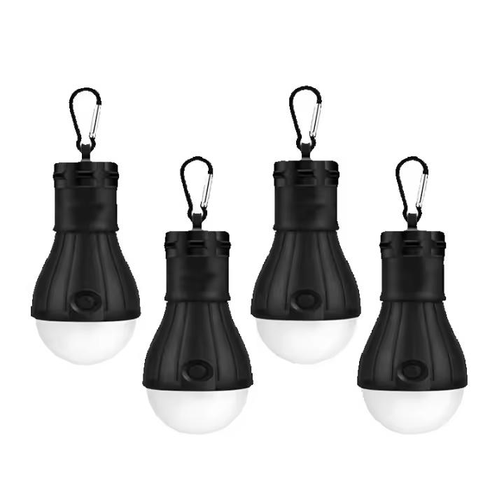 4pBombilla para acampar, luz para tienda de campaña al aire libre, 3LED, luz de señal de emergencia portátil, mosquetón, gancho portátil, luz para acampar - 1