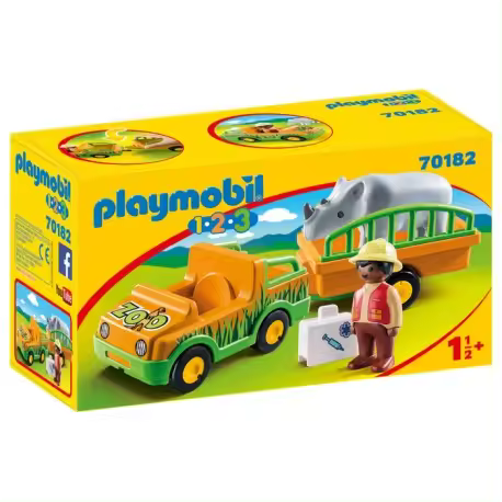 Playmobil 70182 1.2.3 Vehículo del Zoo con Rinoceronte 20P70182 Categorías Playmobil 1.2.3 Raíz Playmobil - 1