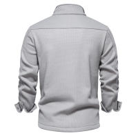 2024 otoño e invierno nuevo estilo terciopelo engrosado waffle chaqueta de punto con solapa para hombre abrigo con bolsillo tops para hombres - details 18