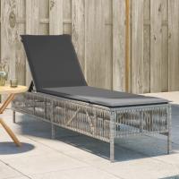 vidaXL Tumbona con cojín ratán sintético en color Marrón/Gris claro/Negro y más | acolchados duraderos para sofás de jardín terraza exterior - details 1