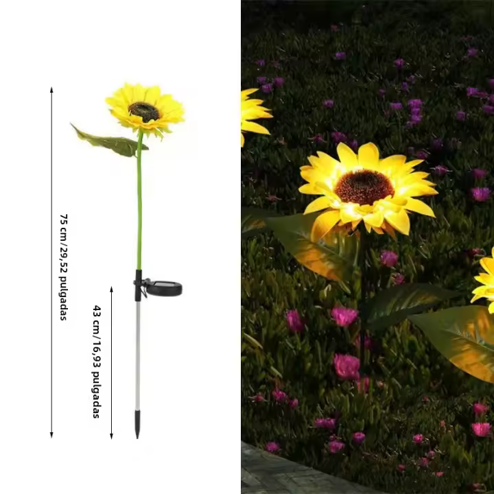 Lámpara De Jardín Solar LED En Forma De Girasol Decorativa Impermeable Para Iluminación De Exterior Y Decoración De Hogar - 1