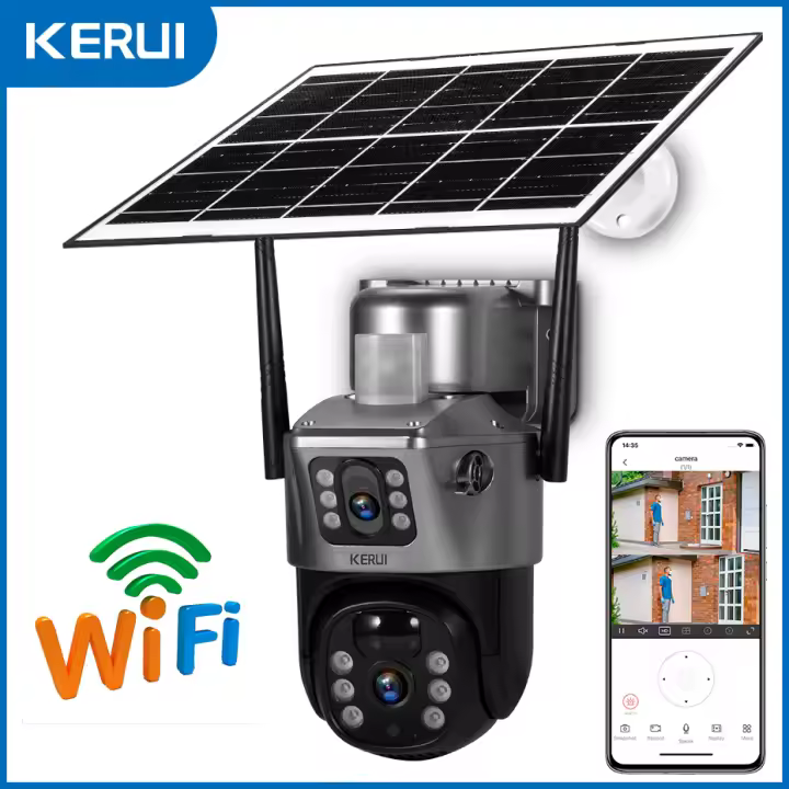 Cámara De Seguridad KERUI 4K Dual Screen Solar Exterior Sin Cable 4G/WiFi PTZ Lentes Doble Protección Automática Tracking CCTV Detector - 1