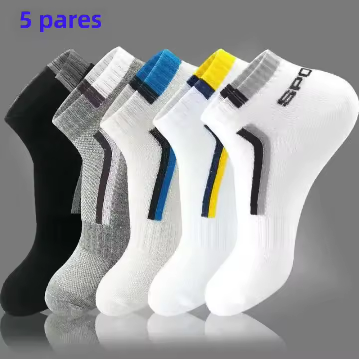 Calcetines De Verano Para Hombres Pack De 3/4/5/6 Pares Calcetines De Barco Transpirables Con Malla Colores Mixtos Casual - 1