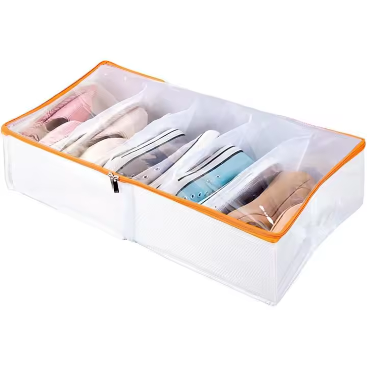 Estante de zapatos debajo de la cama, plegable caja de almacenamiento de zapatos debajo de la cama, con cremallera extra fuerte, para hombres y mujeres zapatos, tacones altos y zapatillas de deporte - 1