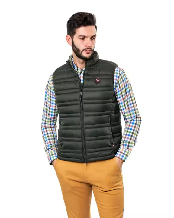 Spagnolo chaleco acolchado ligero verde oscuro para hombre - 1