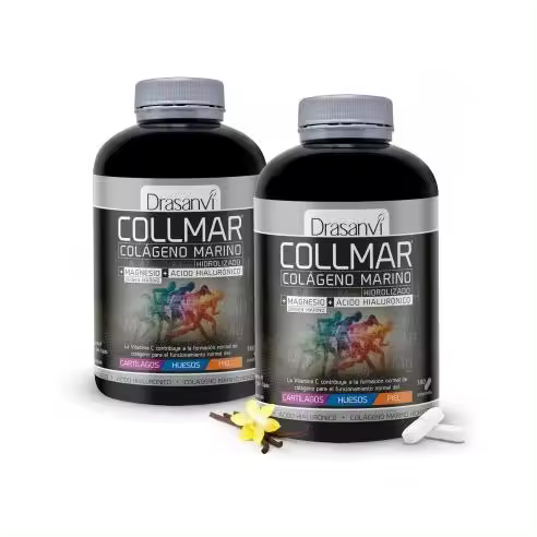 Drasanvi COLLMAR Comprimidos de 180 Unidades Pack 2- Fórmula con Magnesio - Colágeno Marino Hidrolizado - ácido Hialurónico - Calcio - Vitamina C-Formación de Colágeno - Funcionamiento de Cartílagos - Huesos y Piel - 1