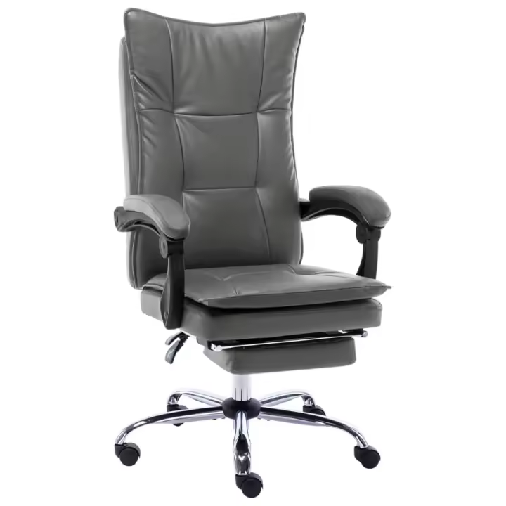 Silla de oficina de cuero syntético gris antracita - 1