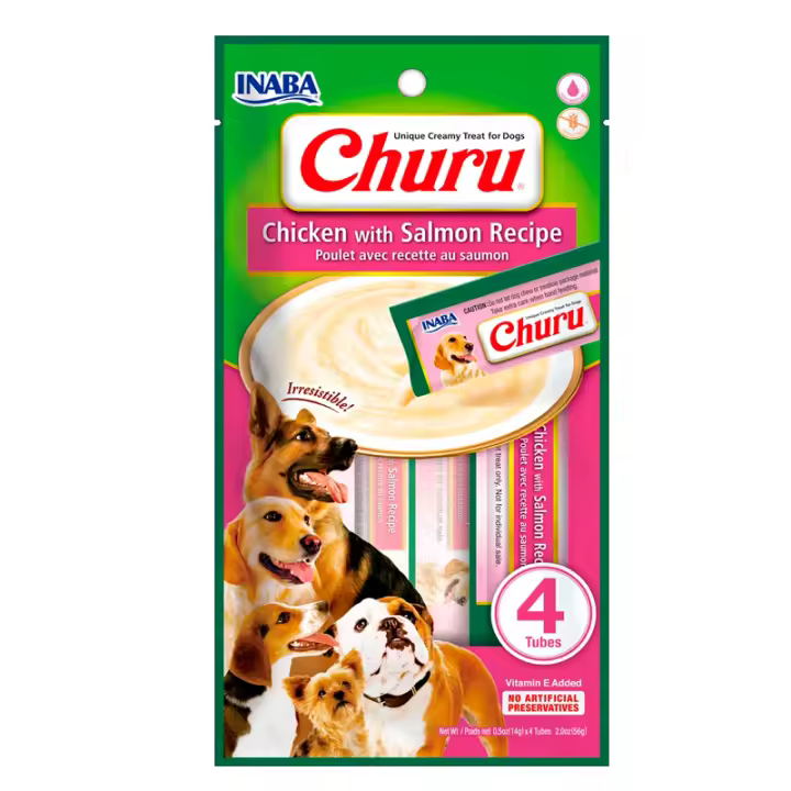 Inaba Churu Rolls Receta de Pollo y Salmón Snack para Perros (12 packs x 4 unidades x 14 gr) - 1