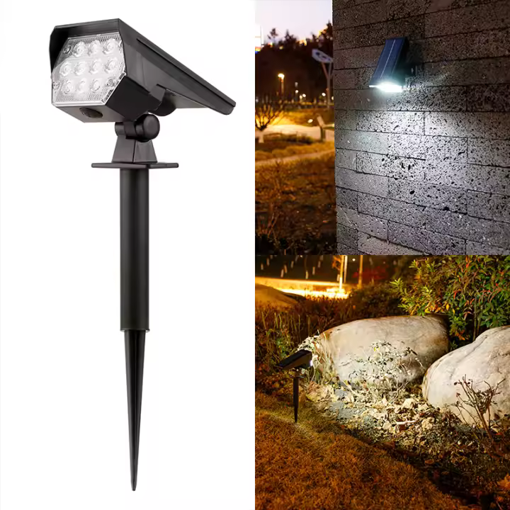 Spotlight Solar Exterior 10 LEDs Ajustable a 180° Impermeable Y Anti-envejecimiento Montaje En Piso/Muro Para Iluminación De Jardín Paisaje - 1