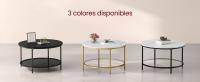 VASAGLE Mesa de Centro, Mesa de Salón, Mesa de Sofá de Mármol de Imitación Redonda, Estante de Vidrio Templado, Montaje Fácil, Estilo Moderno, Salón, Blanco Mármol y Dorado Métalico/Blanco Mármol y Negro Tinta/Mármol Negro y Negro Tinta - details 1