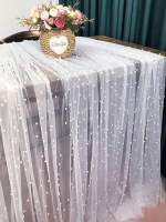 Mesa De Boda Con Perlas Blancas Y Tulle 1 Pieza Decoración De Fiesta De Boda Fondo De Evento Para Mesa De Comedor - details 4
