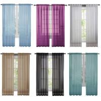 Cortinas De Tulle Transparentes De Color Sólido Modernas Para Decoración De Ventanas En Hogar Cortinas Voile Transparentes Para Sala De Estar 100cmX200cm - details 0