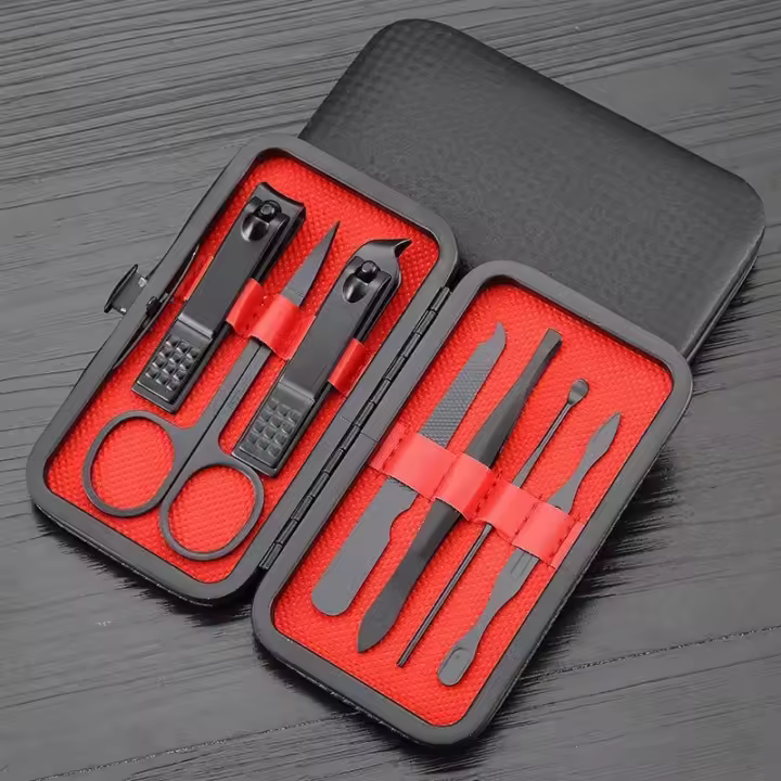 Kit De Tijeras De Uñas Profesionales 7/12/24pcs Negro Ultra Afiladas Y Resistentes Para Cuidado De Pedicura Y Manicura Herramientas De Corte De Uñas - 1
