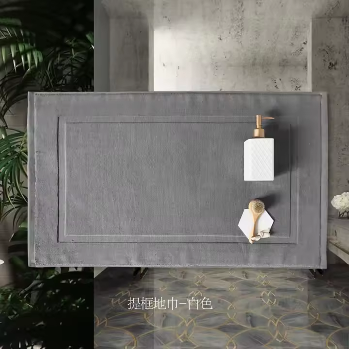 Toalla De Piso Blanca Espesa Y Absorbente De Algodón 100% Para Baño SPA Y Hotel No Eslipiente Tamaño 50x80cm Disponible En Gris Y Blanco - 1