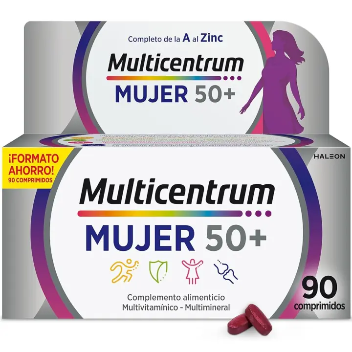 Multicentrum Mujer 50+ Complemento Vitamínico con 13 Vitaminas y 11 Minerales, 90 Comprimidos para Mujeres Mayores de 50 Años - 1